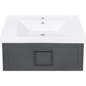 Купить Тумба с раковиной La Fenice Cubo 80 серая, ручка черная в Москве с доставкой Тумба с раковиной La Fenice Cubo 80 серая, ручка черная