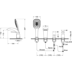 Смеситель на борт ванны Timo Helmi 4020/03Y