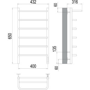 Полотенцесушитель электрический Terminus Полка П6 400*650