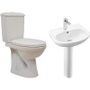 Комплект Унитаз-компакт Оскольская керамика Суперкомпакт Стандарт + Раковина Santek Анимо 1WH110502 55 + Пьедестал 1WH110587