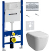 Комплект Унитаз подвесной VitrA Shift 7742B003-0075 белый глянцевый + Крышка 91-003-009 с микролифтом, петли хром + Инсталляция Geberit Duofix Delta 458.149.21.1 с кнопкой смыва, хром + Шумоизоляция