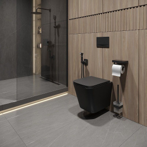 Купить Унитаз подвесной Lemark Florex 9612002 матовый черный, с микролифтом в Москве с доставкой Унитаз подвесной Lemark Florex 9612002 матовый черный, с микролифтом