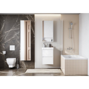 Купить Тумба с раковиной AQUATON Сканди 45 белый глянец, белый матовый в Москве с доставкой Тумба с раковиной AQUATON Сканди 45 белый глянец, белый матовый