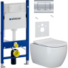 Комплект Унитаз подвесной Ceramicanova Play CN3001 с микролифтом, безободковый + Шумоизоляция Geberit + Инсталляция Duofix Delta 458.163.21.1 с кнопкой смыва, хром