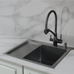 Мойка кухонная РМС MRK-5851BL-R c дозатором, графит