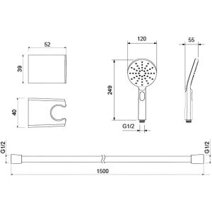 Душевой набор Aquatek Оберон AQ2033BG шлифованное золото