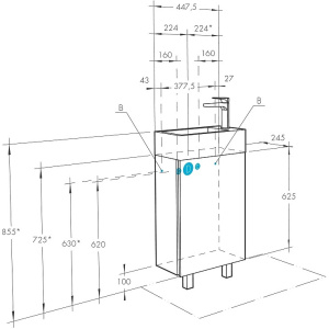 Тумба с раковиной Aquaton Эмма 45 1A2216K1EAD80 дуб наварра