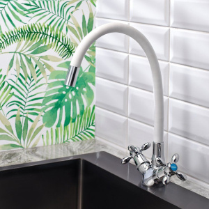 Купить Смеситель для кухни BOOU Ba5318 BA5318-1F-E351A-B702 белый, хром в Москве с доставкой Смеситель для кухни BOOU Ba5318 BA5318-1F-E351A-B702 белый, хром