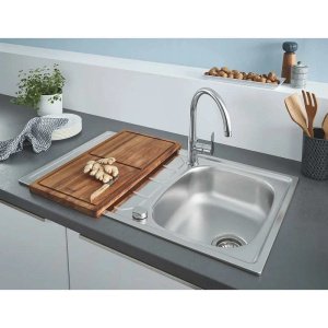 Мойка со смесителем для кухни GROHE K200 45-S 86/50 1.0 31562SD1 сталь