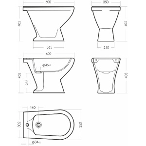 Биде напольное Sanita Самарское ВКС Белый S1 BD.FS/Samarsky/C/WHT.G/S1