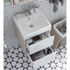 Купить Тумба с раковиной AQUATON Сканди 55 дуб верона в Москве с доставкой Тумба с раковиной AQUATON Сканди 55 дуб верона