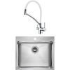 Комплект Мойка кухонная Paulmark Kroner PM215951-BS брашированная нержавеющая сталь + Смеситель Siegen Si213111-CRw хром, с гибким изливом
