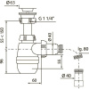 Сифон для раковины Wirquin Минор 30718050, с выпуском 1 1/4 х 40 мм