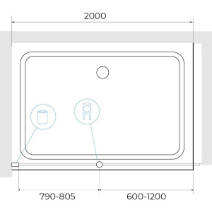 Душевая перегородка RGW Walk In WA-034 80 см, со штангой 200 см, стекло прозрачное 8 мм