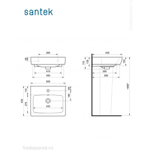 Купить Раковина мебельная Santek Нео 50 1.WH30.2.184 белая в Москве с доставкой Раковина мебельная Santek Нео 50 1.WH30.2.184 белая