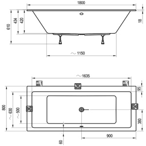 Акриловая ванна Ravak Formy 01 Slim 180x80 C881300000 белая