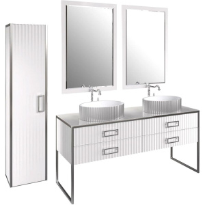 Шкаф-пенал Armadi Art Monaco подвесной, белый глянец, хром