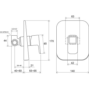 Смеситель для душа Ravak 10° TD 062.00 С ВНУТРЕННЕЙ ЧАСТЬЮ