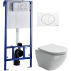 Комплект Унитаз подвесной Ceramicanova Metropol CN4002 безободковый + Инсталляция STWORKI 510162 с кнопкой смыва 230824 белой