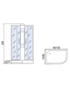 Душевая кабина с поддоном Асимметрия МОНОМАХ Б/К 90/80/24 МЗ L (10000005805)