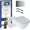 Комплект Унитаз подвесной Geberit Smyle Square 500.683.01.1 с крышкой-сиденьем с микролифтом + Крепления Duofix 111.815.00.1 к стене + Шумоизоляция + Инсталляция UP 320 111.300.00.5 + Кнопка Sigma 01 115.770.21.5 хром