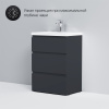 Тумба с раковиной AM.PM Gem S 60 графит матовый, напольная, с 3 ящиками
