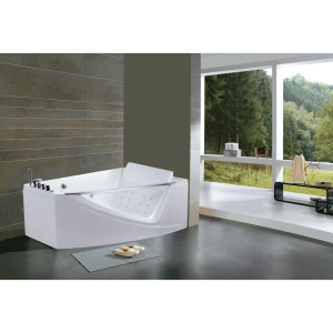 Акриловая ванна Orans BT-65109 R 170x120 см, угловая, с гидромассажем, с каркасом, со сливом-переливом, с подголовником, для двоих, асимметричная
