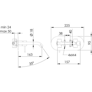 Смеситель для раковины Remer X Style X15 С ВНУТРЕННЕЙ ЧАСТЬЮ
