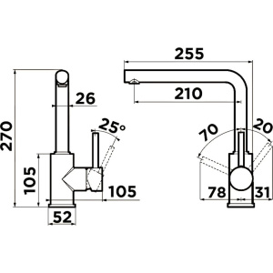 Смеситель для кухни Omoikiri Nakagawa С хром