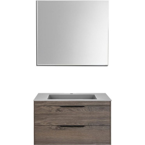 Тумба с раковиной Vincea Chiara 2D 80, 2 ящика, темный дуб, с серой раковиной