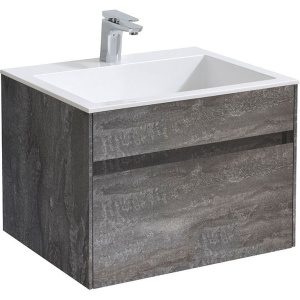 Тумба с раковиной Vincea Chiara 2D 60, 2 ящика, камень, с белой раковиной