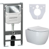 Комплект Унитаз подвесной Ceramicanova Play CN3001 безободковый, с микролифтом + Инсталляция Envision CN1001CH + Кнопка Round, хром