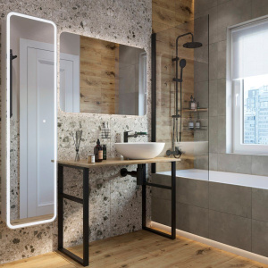 Купить Мебель для ванной DIWO Элиста 100 светлое дерево, с раковиной Moduo 55 Leaf (комплект, гарнитур) в Москве с доставкой Мебель для ванной DIWO Элиста 100 светлое дерево, с раковиной Moduo 55 Leaf (комплект, гарнитур)