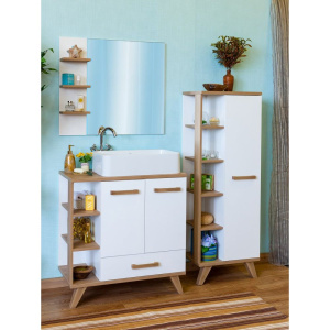 Шкаф-пенал Sanflor Ингрид R, белый матовый, швейцарский вяз