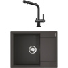 Комплект Мойка кухонная Omoikiri Daisen 65 черная + Смеситель Nagano PVD-GM вороненая сталь