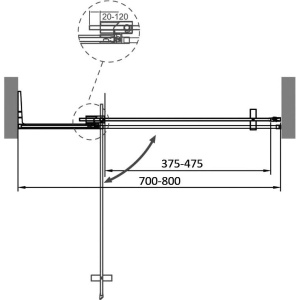Душевая дверь в нишу Cezares Slider B 1 70/80 BR Nero профиль черный, стекло бронза