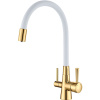 Смеситель для кухни Lemark Comfort LM3075G-White с гибким изливом, золото, белый