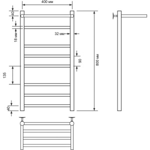 Купить Полотенцесушитель водяной Comfysan Luce W-8 80х40 белый матовый, с полкой в Москве с доставкой Полотенцесушитель водяной Comfysan Luce W-8 80х40 белый матовый, с полкой