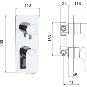 Смеситель для ванны с душем Remer Infinity I93 С ВНУТРЕННЕЙ ЧАСТЬЮ