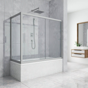 Шторка на ванну Kubele DE019 PR-CLN-MT 150х90 см, профиль матовый хром