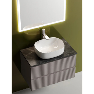 Купить Тумба с раковиной Sancos Snob T 80 см, doha soft, столешница черный мрамор, раковина CN6018 в Москве с доставкой Тумба с раковиной Sancos Snob T 80 см, doha soft, столешница черный мрамор, раковина CN6018