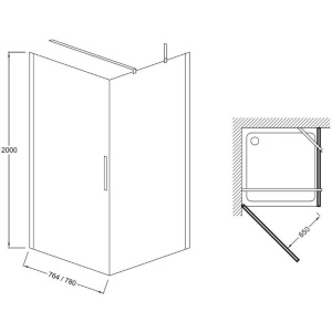 Душевая дверь в нишу Jacob Delafon Contra 80х200 см, прозрачное стекло E22T81-GA