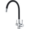 Смеситель для кухни Lemark Comfort LM3075C с гибким изливом, хром, черный