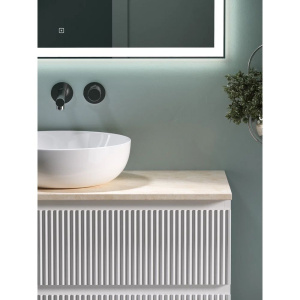 Тумба с раковиной Sancos Snob R 100 см, bianco, столешница бежевая, раковина CN5024