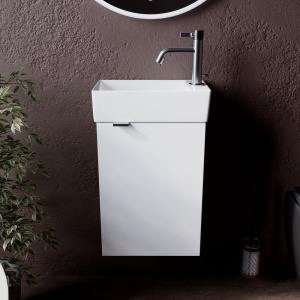 Тумба с раковиной Sancos Mini 35 R подвесная, белый глянец