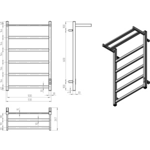 Купить Полотенцесушитель электрический Двин Fj Plaza Neo 80х50, оружейная сталь, с полкой в Москве с доставкой Полотенцесушитель электрический Двин Fj Plaza Neo 80х50, оружейная сталь, с полкой