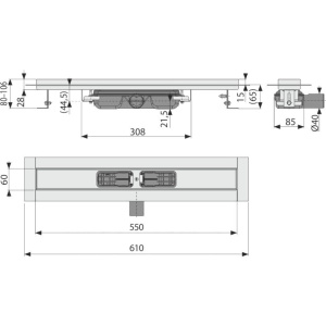 Душевой трап (лоток) AlcaPlast APZ106 -550 без решетки
