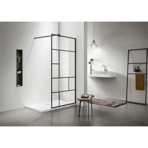 Душевая перегородка Акватек AQ WIW Print 10020BL 100x200 см, черный матовый профиль