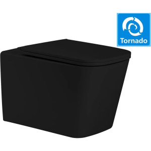 Унитаз подвесной SantiLine SL-5027MB безободковый, с микролифтом, система смыва Tornado