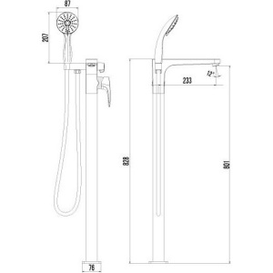 Напольный смеситель для ванны с душем Lemark Shift LM4344C